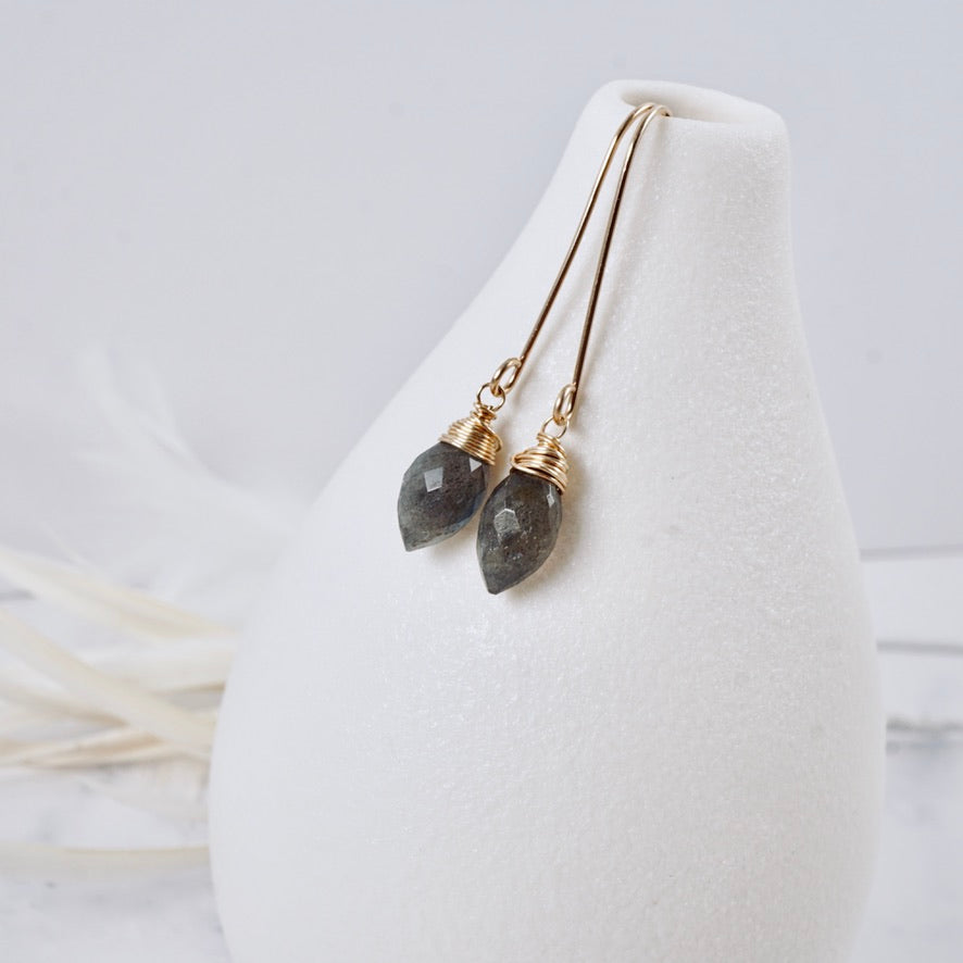 Long Labradorite Drop Earrings