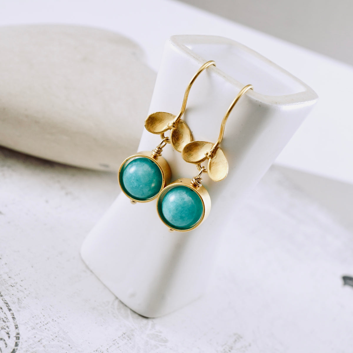Ladybug Amazonite Drop Earrings