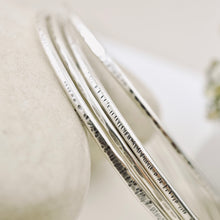 Load image into Gallery viewer, Stackable - Thin Flat Textured Bangle Bracelet (Sterling)