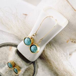 TN Natural Turquoise Globe Earrings (Gold-filled)