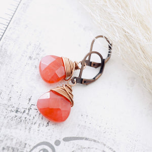 TN Pink Jade Petite Drop Earrings (Copper)
