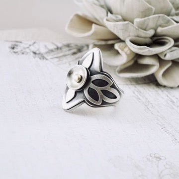 Silver & Gold Pod Saddle Ring (Size: 7.5)