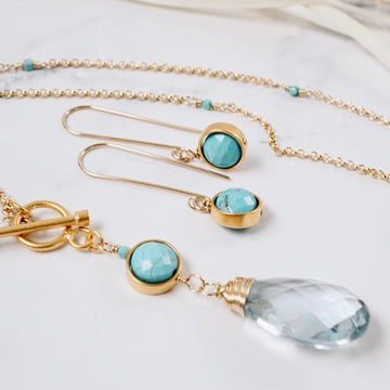 Turquoise Orbit Long Drop Earrings