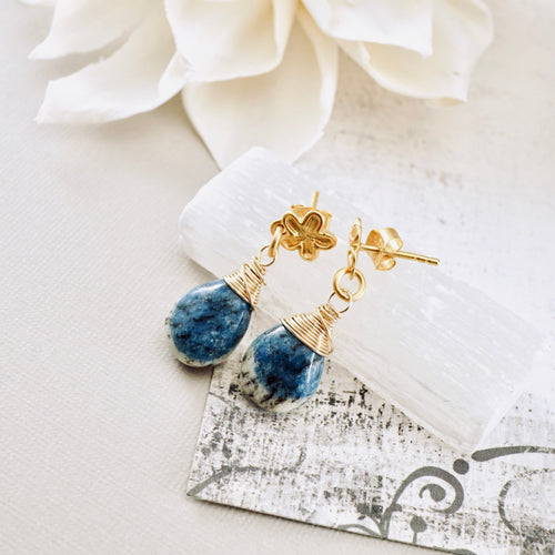 TN K-2 Jasper Flower Earrings (gold-vermeil)