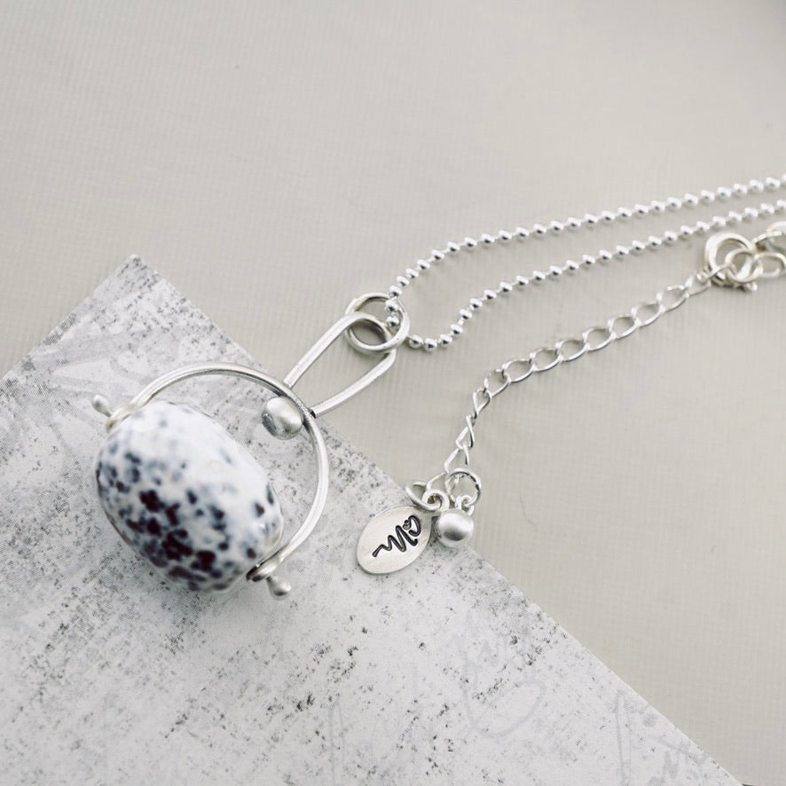Petite Swings Fired Agate Swivel Drop Pendant