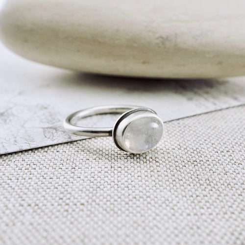 AM – Moonstone Stacking Ring (SS) (Size: 8)