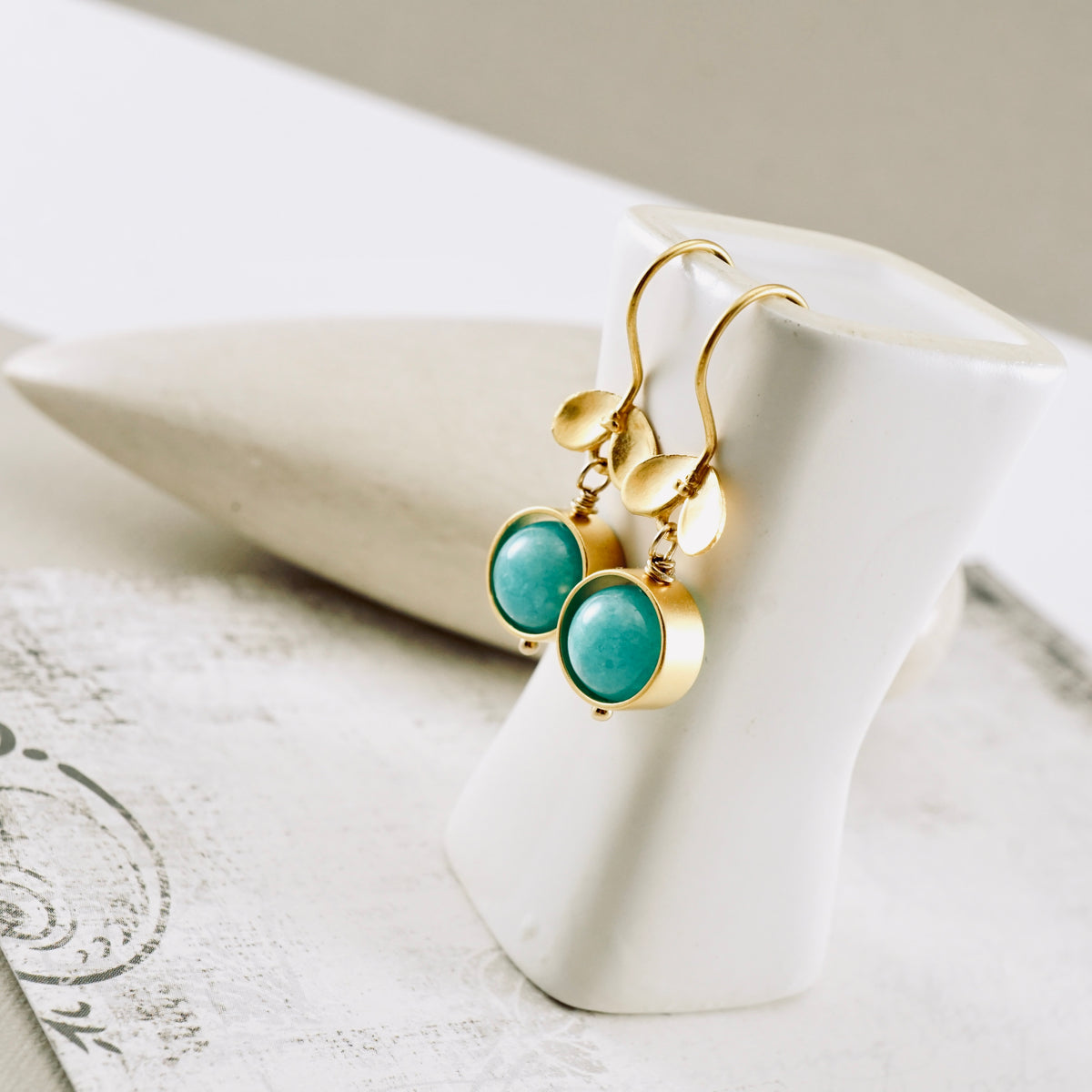 Ladybug Amazonite Drop Earrings