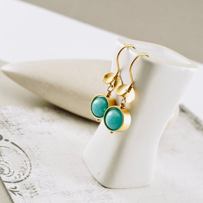Ladybug Amazonite Drop Earrings