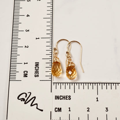 Petite Citrine Faceted Drop Earrings