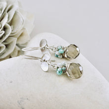 Load image into Gallery viewer, TN Smoky Quartz Ladybug Drop Earrings (SS)