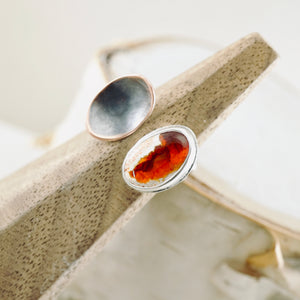River Songs - Mexican Fire Opal & Copper Ring (size 8)