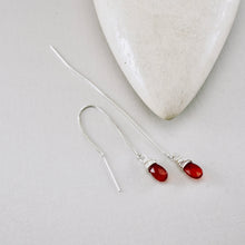 Load image into Gallery viewer, TN Carnelian Threader Box Chain Earrings (SS)