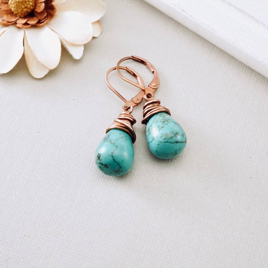 Natural Turquoise Drop Earrings