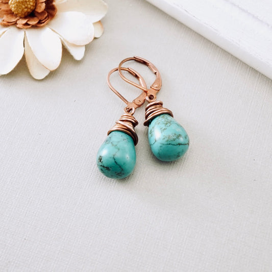 Natural Turquoise Drop Earrings