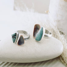 Load image into Gallery viewer, River Songs - Large Geometric Copper &amp; Turquoise Ring (size 6 1/2)