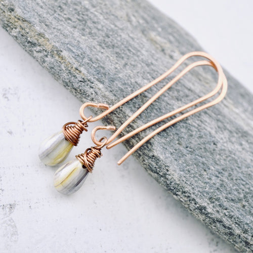 TN Green Glass Drop Earrings (Copper)