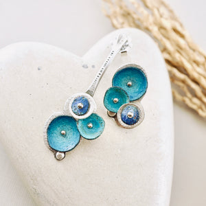 RH - Ocean Blue Asymmetrical Earrings (SS posts) CUSTOM ORDER