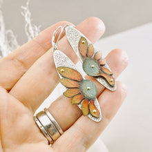 Load image into Gallery viewer, RH - Wildflower Oval Drop Earrings (Orange &amp; Sage) - CUSTOM ORDER