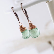 Load image into Gallery viewer, TN Lime Green Quartz Drop Earrings (Copper)