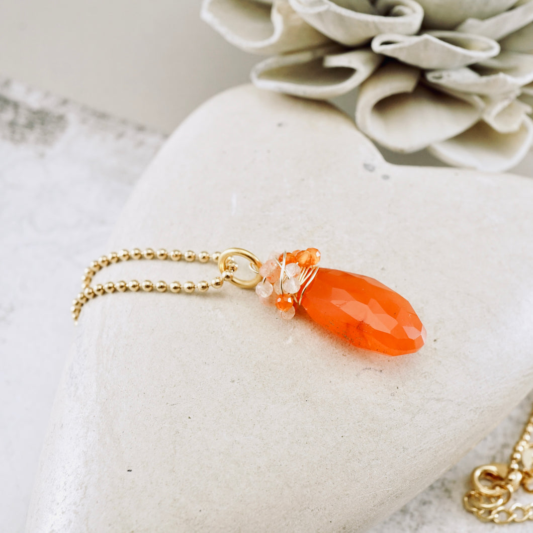 TN Carnelian Agate Nested Pendant (Gold-filled)