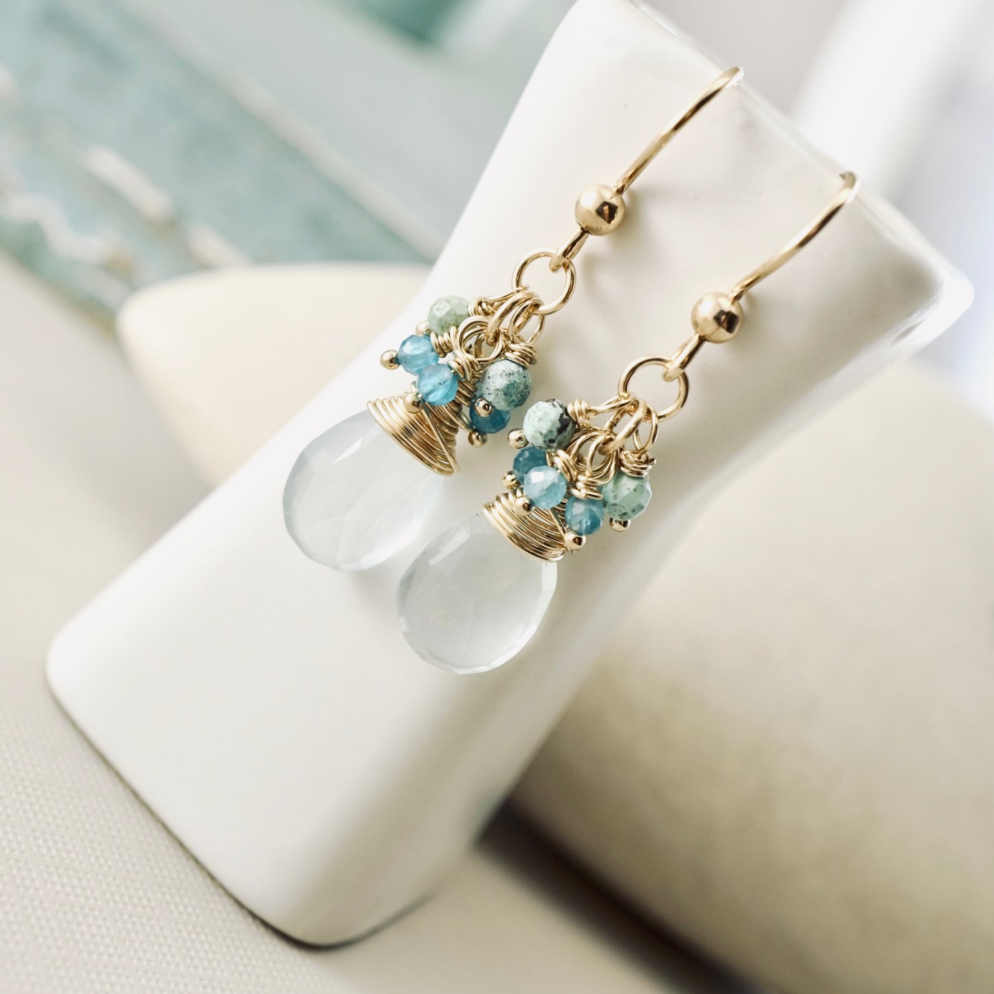 Blue Chalcedony & Apatite Earrings