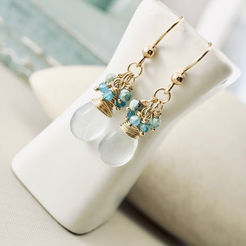 TN Blue Chalcedony & Apatite Earrings (Gold-filled)