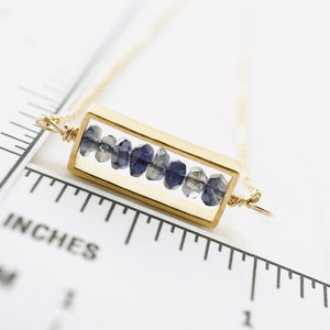 TN Iolite Petite Bar Necklace (Gold-filled)