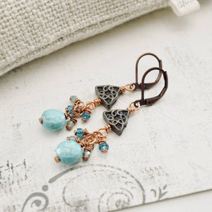 TN Natural Turquoise Dangle Earrings (Copper)