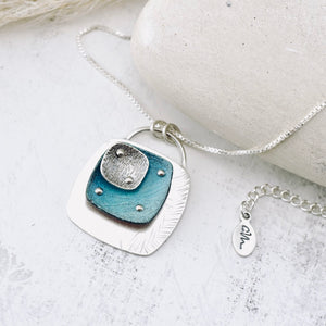 RH - Retro Triple Square Pendant (Silver & Turquoise)