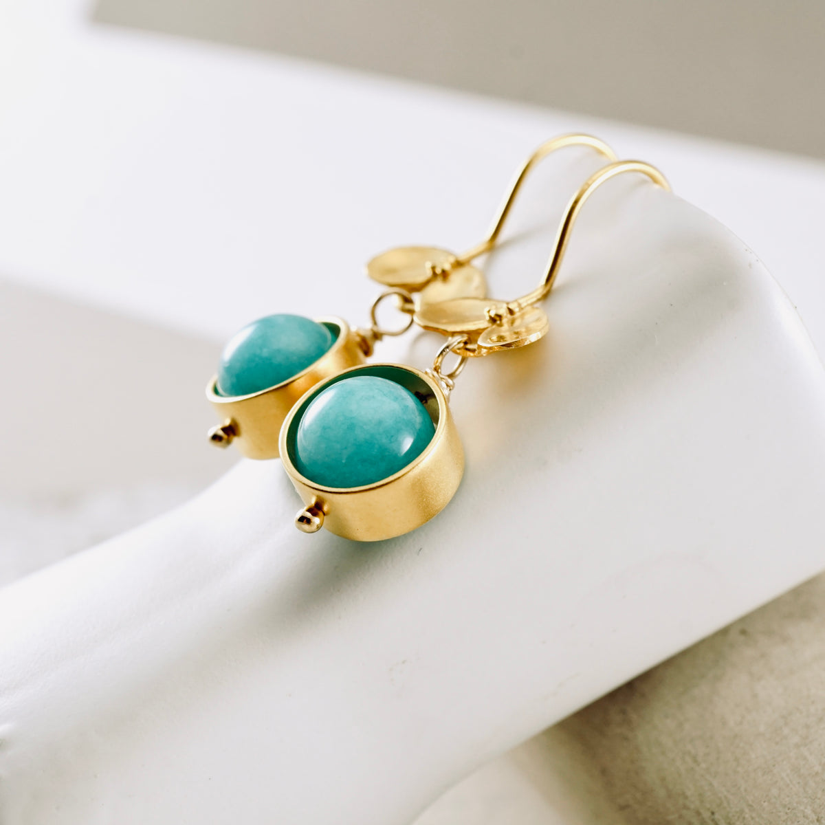 Ladybug Amazonite Drop Earrings