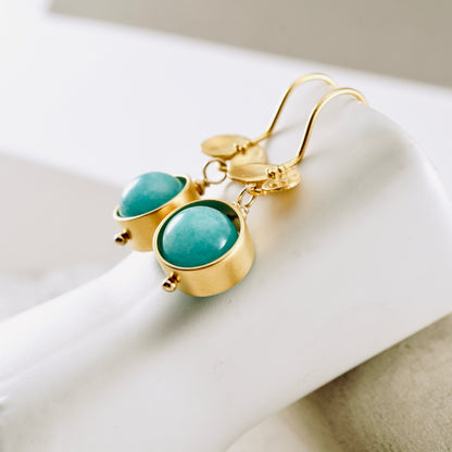 Ladybug Amazonite Drop Earrings