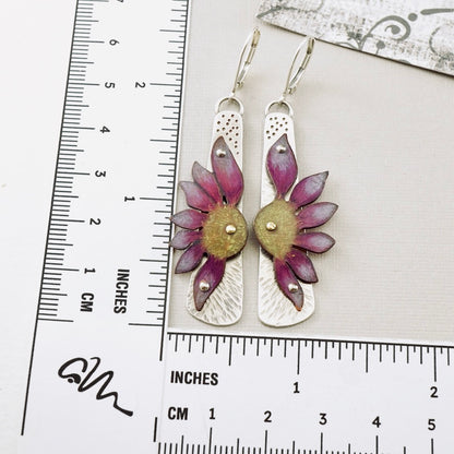 Wildflower Tapered Drop Earrings (Mulberry & Gold)