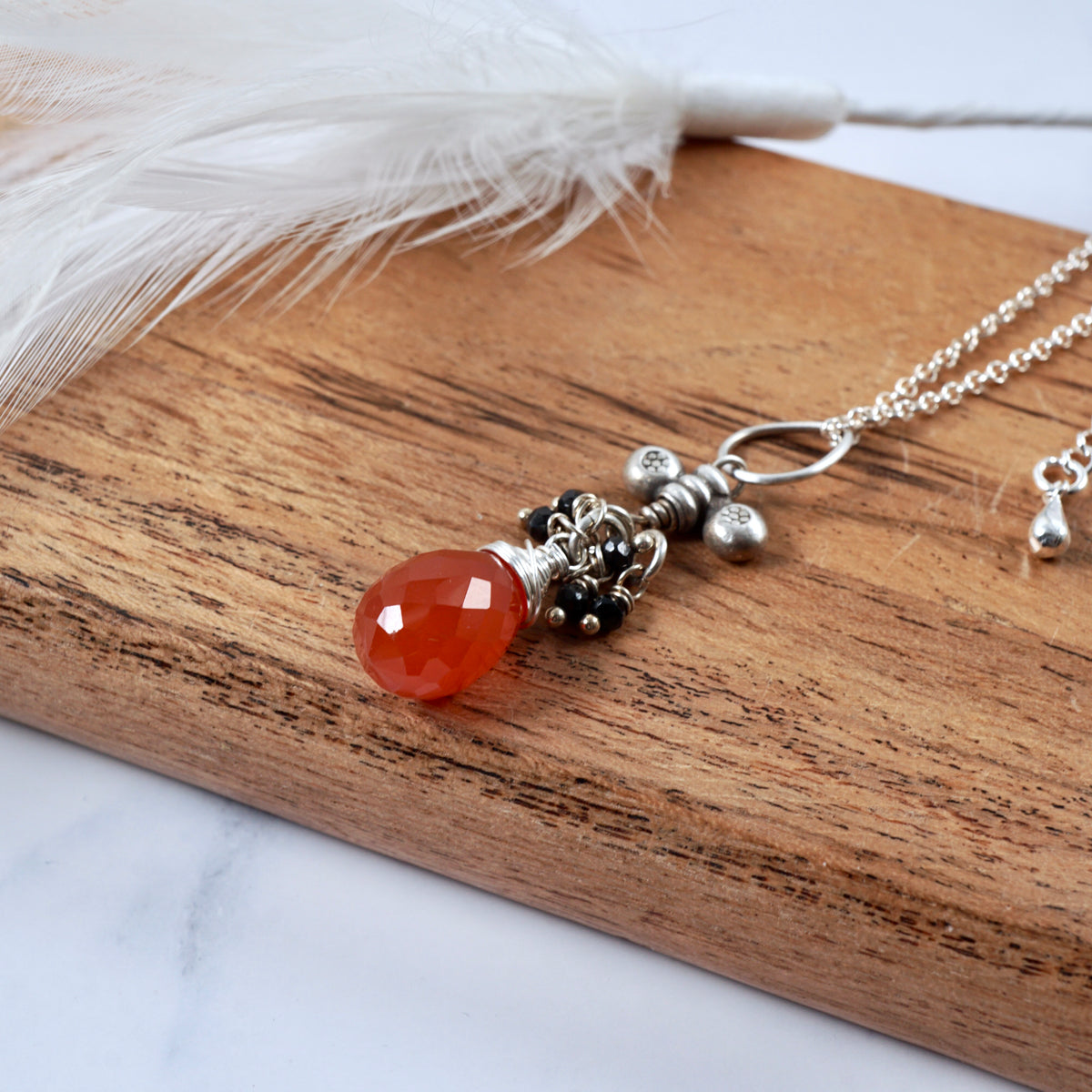 Carnelian & Black Spinel Cluster Pendant