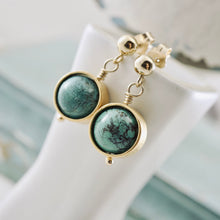 Load image into Gallery viewer, TN Turquoise Orbit Ball Post Earrings (Gold-filled / Vermeil)