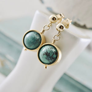 TN Turquoise Orbit Ball Post Earrings (Gold-filled / Vermeil)