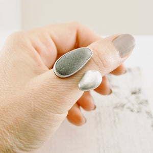 River Songs - Gray  Pebble and Hollow Pod Ring (Size 8.5)