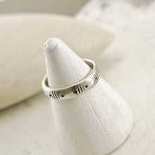 Load image into Gallery viewer, Stackable - Half Round Line and Dots Textured Ring (Sterling - 6.5)