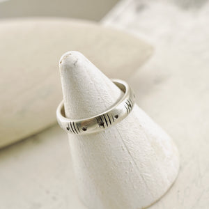 Stackable - Half Round Line and Dots Textured Ring (Sterling - 6.5)