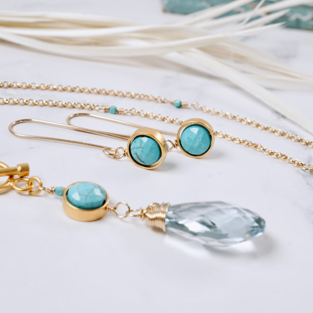 Blue Topaz & Turquoise Toggle Pendant