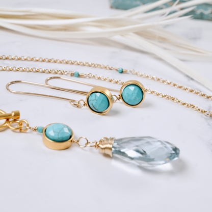 Blue Topaz & Turquoise Toggle Pendant