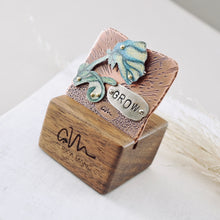 Load image into Gallery viewer, RH - Inspirational Brooch with Walnut Stand: GROW