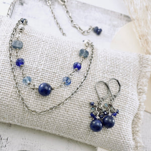 TN Double Strand Lapis & Kyanite Necklace (Silver)