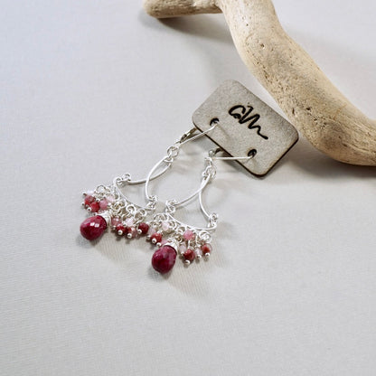 Ruby Blush Bouquet Chandelier Earrings
