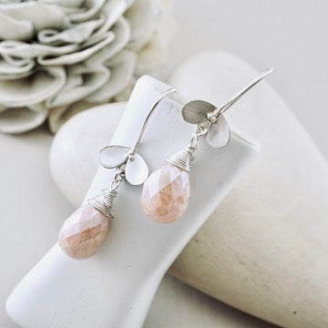 Rose Quartz Ladybug Drop Earrings