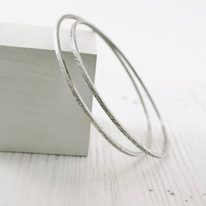 Stackable Square Forged Bangle Bracelet (THIN)