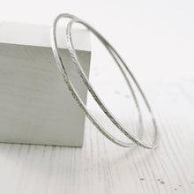 Load image into Gallery viewer, Stackable - Square Forged Bangle Bracelet (THIN - Sterling)