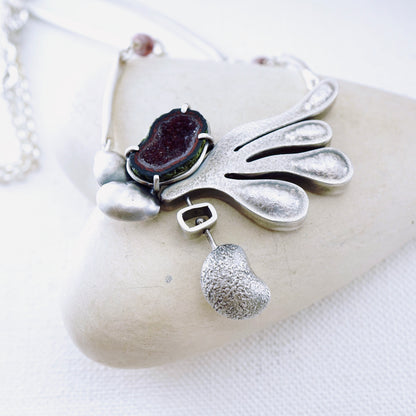 Baby Tobasco Geode & Tourmaline Necklace