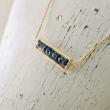 Load image into Gallery viewer, TN Blue Kyanite Long Bar Necklace (Gold-filled)