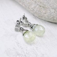 Load image into Gallery viewer, TN Green Chalcedony Square Post Earrings (SS)