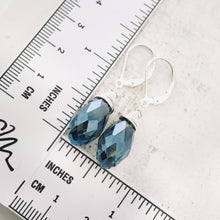 Load image into Gallery viewer, TN Large Faceted Blue Crystal Drop Earrings (Sterling)